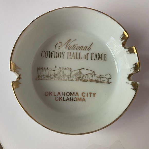 Ashtray National Cowboy Hall of Fame Oklahoma 22 Karat Gold Parksmith Corp VTG - Picture 1 of 8